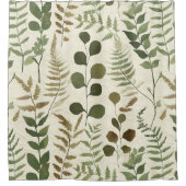 Botanical Pressed Leaves Pattern – Fern Print Duschvorhang (Vorderseite)
