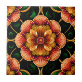 Botanical Red Floral Illustration Fliese (Vorderseite)