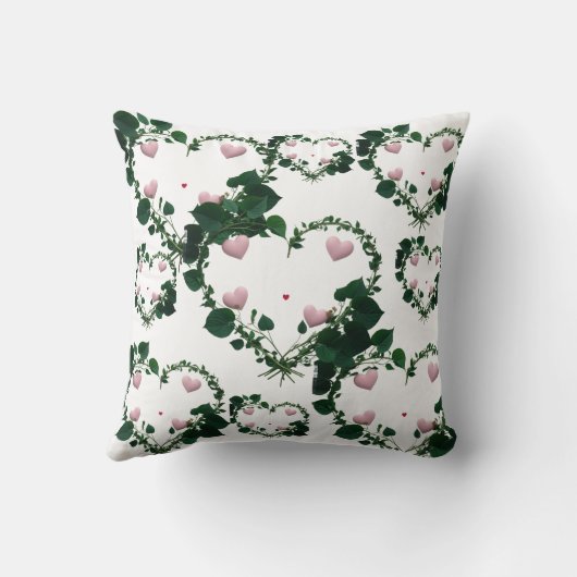 Botanical Romantic Wreath Hearts Throw Pillow Kissen (Rückseite)