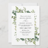 Botanical Rustic Greenery Elegant QR Code Wedding Einladung (Vorderseite)