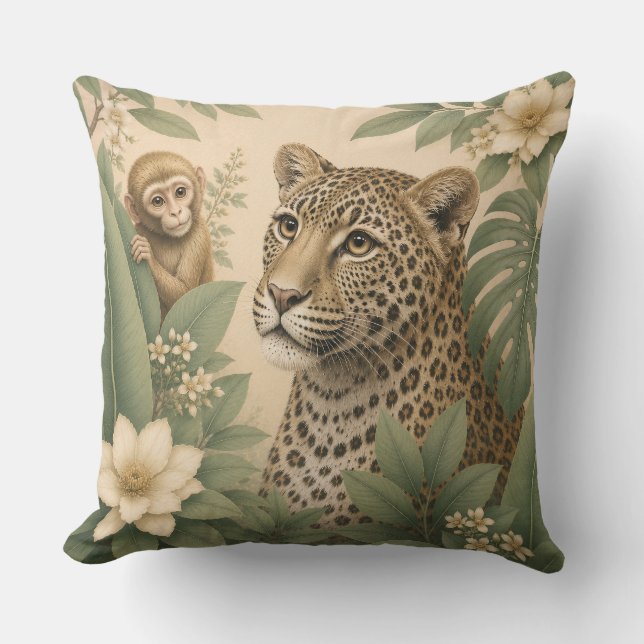 Botanical Safari Leopard Kissen (Vorderseite)