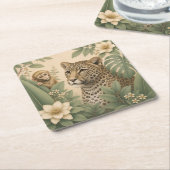 Botanical Safari Leopard Papier Untersetzer (angewinkelt)