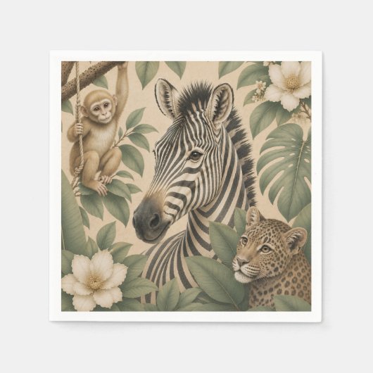Botanical Safari Zebra-Papier-Serviette Serviette (Vorderseite)