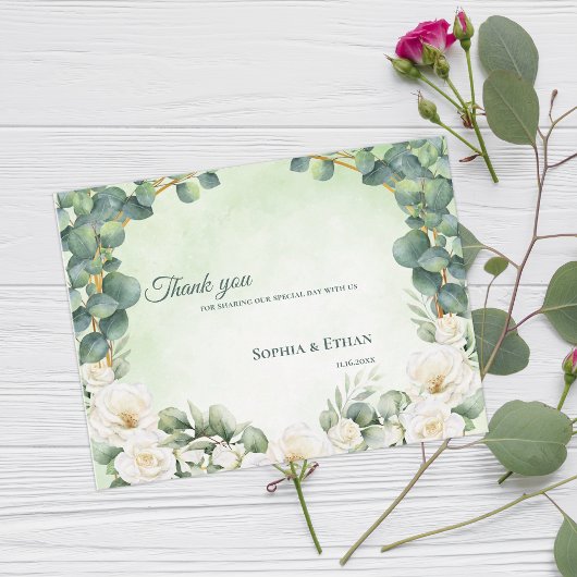 Botanical Sage Green Floral Wedding Thank You Postkarte