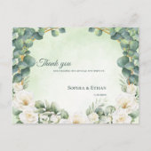 Botanical Sage Green Floral Wedding Thank You Postkarte (Vorderseite)