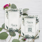 Botanical Sage Green QR Code Greenery Wedding RSVP Karte