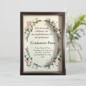 Botanical Shadow Box Graduation Einladung (Stehend Vorderseite)