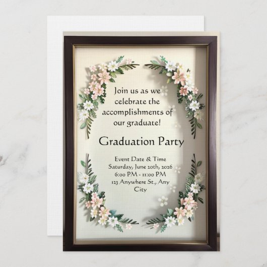 Botanical Shadow Box Graduation Einladung (Vorne/Hinten)