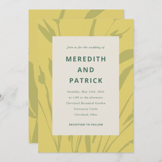 Botanical Sketch Citrus Gold Wedding Invitation Einladung (Vorne/Hinten)