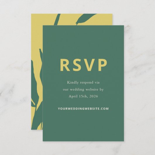 Botanical Sketch Citrus Pine Wedding Response Card RSVP Karte (Vorne/Hinten)