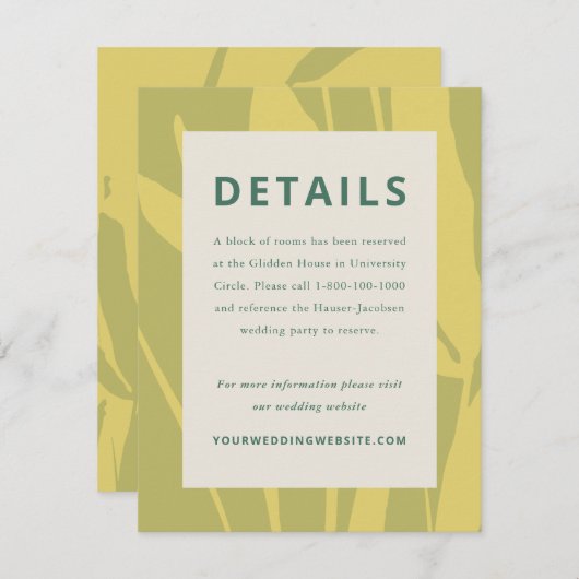 Botanical Sketch Citrus Wedding Enclosure Card Begleitkarte (Vorne/Hinten)