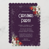 Botanical Snowflake Purple Christmas Party Einladung (Vorne/Hinten)