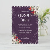 Botanical Snowflake Purple Christmas Party Einladung (Stehend Vorderseite)