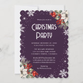 Botanical Snowflake Purple Christmas Party Einladung (Vorderseite)