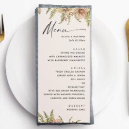 Botanical Soft Warm Taupe Wedding | Fern Greenery Menükarte