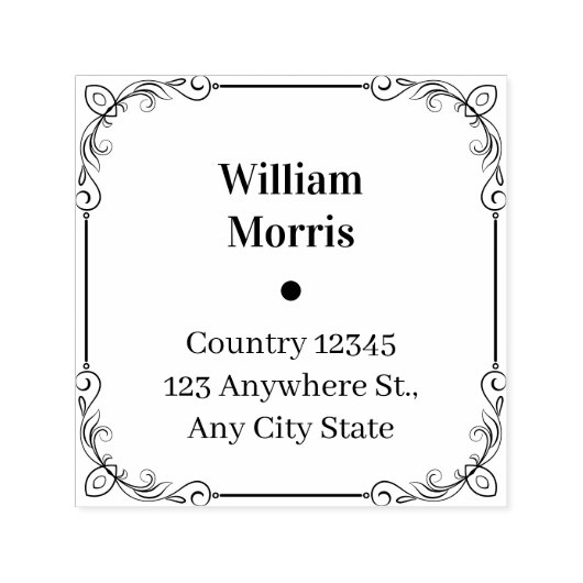Botanical Square Custom Address Stamp Permastempel (Design)