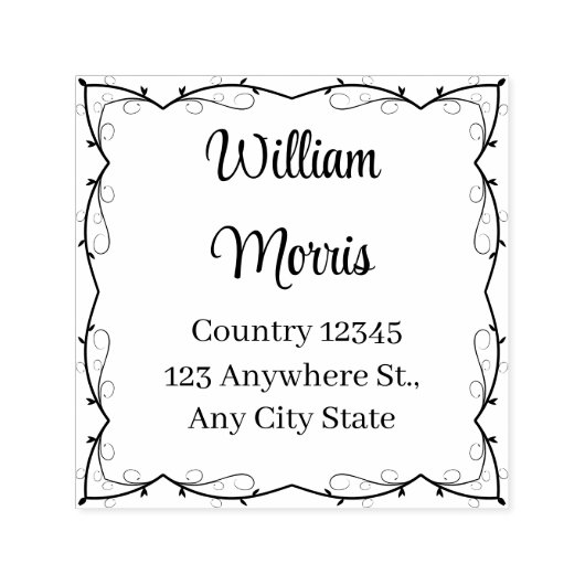 Botanical Square Custom Address Stamp Permastempel (Design)