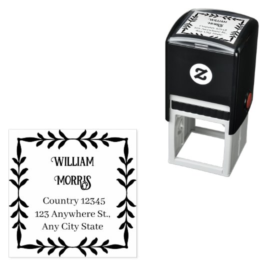 Botanical Square Custom Address Stamp Permastempel (Beispiel)