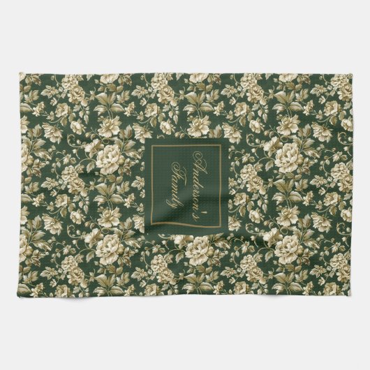 Botanical Style Personalized Chic Kitchen Towel Geschirrtuch (Horizontal)