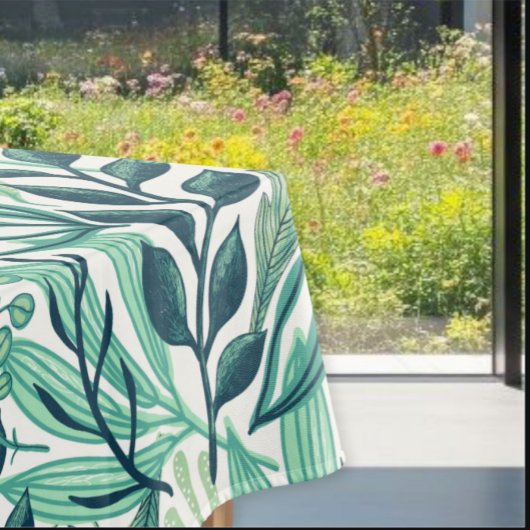  Botanical style tablecloth, green leaf tablecloth Tischdecke