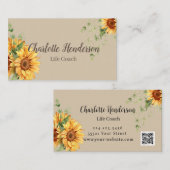 Botanical Sunflower Life Coach Wellness Visitenkarte (Vorne/Hinten)