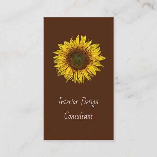 Botanical Sunflower QR code Designer Rustic Visitenkarte (Vorderseite)