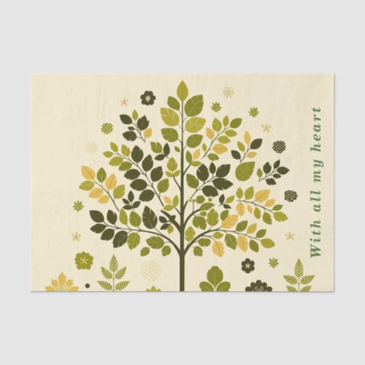 Botanical Tree To From Handmade with gift Seidenpapier (Vorderseite)