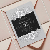 Botanical Trendy Grey Black Line Art Bridal Shower Einladung