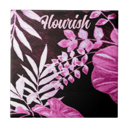 Botanical Tropical Leaves Palm Pink Personalized Fliese