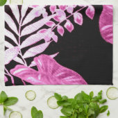 Botanical Tropical Leaves Palm Pink Personalized Geschirrtuch (Gefaltet)