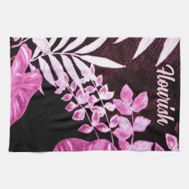 Botanical Tropical Leaves Palm Pink Personalized Geschirrtuch