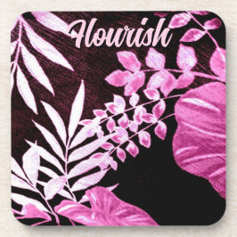 Botanical Tropical Leaves Palm Pink Personalized Getränkeuntersetzer