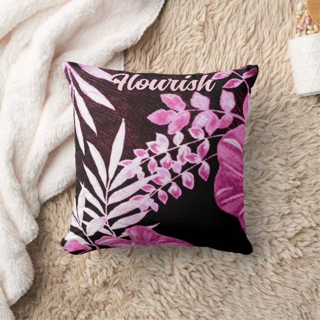 Botanical Tropical Leaves Palm Pink Personalized Kissen (Decke)