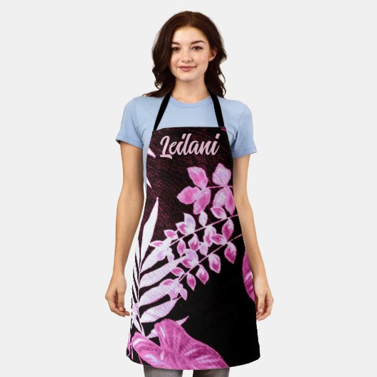 Botanical Tropical Leaves Palm Pink Personalized Schürze (Getragen)