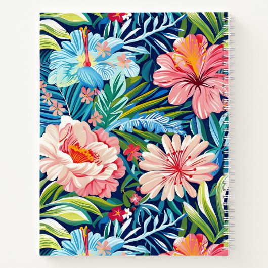 Botanical Tropical Summer Flowers Pattern Floral Notizblock (Rückseite)