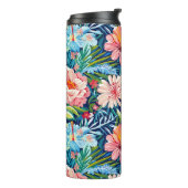 Botanical Tropical Summer Flowers Pattern Floral Thermosbecher (Nach links gedreht)