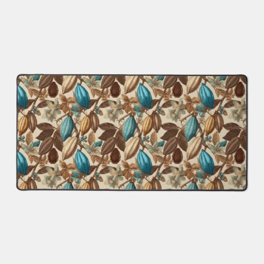 Botanical Turquoise Cacao Pattern  Schreibtischunterlage (Vorderseite)
