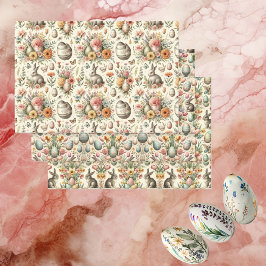 Botanical Vintage Easter Eggs Bunny Spring Floral  Geschenkpapier Set
