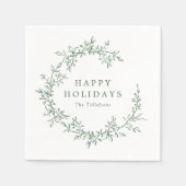 Botanical Vintage Green Happy Holidays Christmas Serviette (Vorderseite)