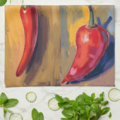 Botanical Watercolor Chillie Kitchen Geschirrtuch (Gefaltet)
