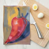 Botanical Watercolor Chillie Kitchen Geschirrtuch (Viertel Falte)