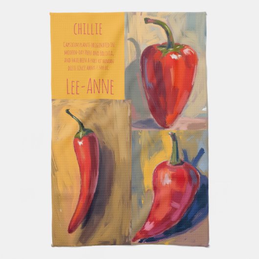 Botanical Watercolor Chillie Kitchen  Geschirrtuch (Vertikal)