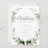 Botanical Watercolor Christmas Party Einladung (Vorderseite)