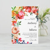 Botanical watercolor colorful floral Wedding  Einladung (Stehend Vorderseite)