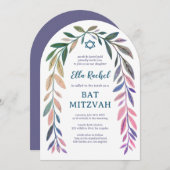 Botanical Watercolor CUSTOM Bar Bat Mitzvah Arch Einladung (Vorne/Hinten)