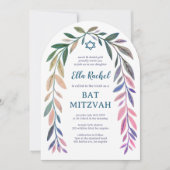 Botanical Watercolor CUSTOM Bar Bat Mitzvah Arch Einladung (Vorderseite)