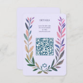 Botanical Watercolor CUSTOM QR Bar Bat Mitzvah Begleitkarte (Vorne/Hinten)