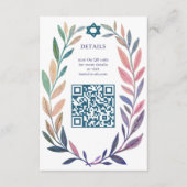 Botanical Watercolor CUSTOM QR Bar Bat Mitzvah Begleitkarte (Vorderseite)