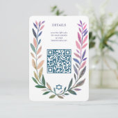 Botanical Watercolor CUSTOM QR Bar Bat Mitzvah Begleitkarte (Stehend Vorderseite)