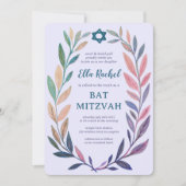 Botanical Watercolor CUSTOM QR Bar Bat Mitzvah Einladung (Vorderseite)